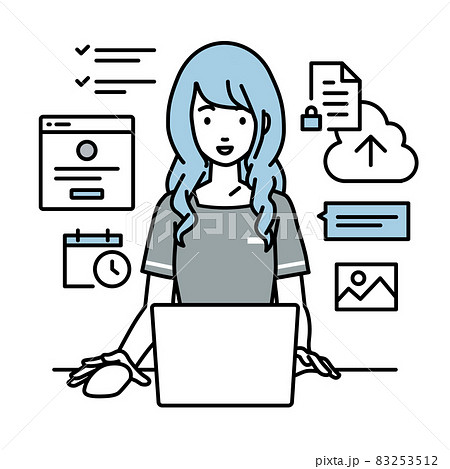デスクで座ってPCでプロジェクトやタスクの管理の仕事をしているエステ店員の女性 83253512