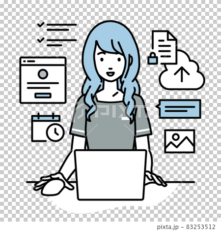 デスクで座ってPCでプロジェクトやタスクの管理の仕事をしているエステ店員の女性 83253512