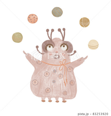 Cute little monster clipart hand drawn illustration, fancy fairy-tale creature for kids cards, banners, party decor 83253920