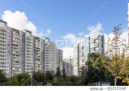 municipal high-rise apartment house under blue sky 83255548
