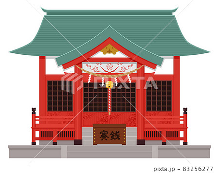 虎神社のイラスト_屋根緑 虎神社のイラスト_屋根緑 83256277