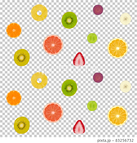カットフルーツの断面のイラストのイラスト素材
