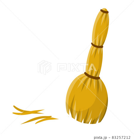 Old besom flat vector illustration. Broom - Rural element. 83257212