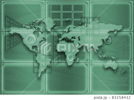 background with the world map and label 83258432