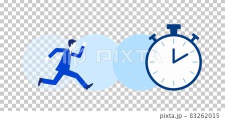 走るビジネスマンと時間のコンセプトイメージイラスト、白バック、ベクター 83262015