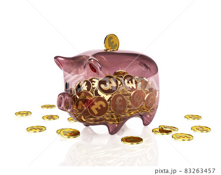 透明な豚の貯金箱　ポンド　横 83263457