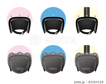 かわいいジェットヘルメットセットのイラスト素材 かわいいジェットヘルメットセットのイラスト素材