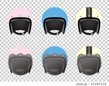 かわいいジェットヘルメットセットのイラスト素材