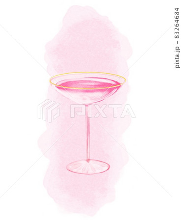 A glass of Pink Champagne painted by Watercolor. Watercolor rose glass for bar. A glass of Pink Champagne painted by Watercolor. Watercolor rose glass for bar. 83264684