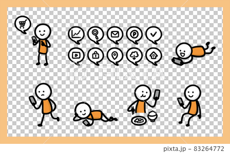 看智能手機的火柴人 83264772