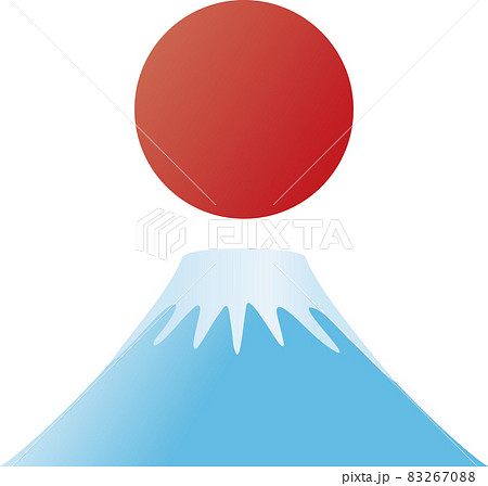 正月 富士山 初日の出 フレーム 背景 シンプルタッチ 年賀状 年賀 和柄 和風 イラスト素材のイラスト素材 2670