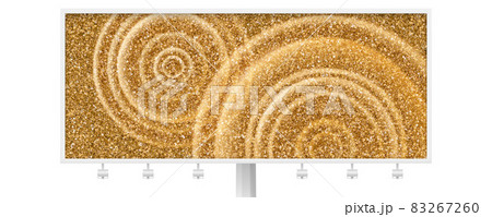 Billboard with golden glittering texture. Circles Billboard with golden glittering texture. Circles 83267260
