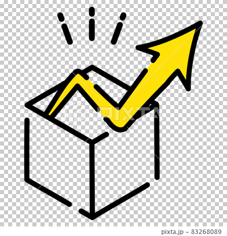 Arrow sales increase yellow box gift shopping simple cute icon 83268089