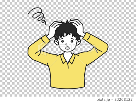 Image illustration material of a man who is worried / troubled by holding his head 83268122