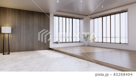New - Empty room, modern japanese wooden interior, vintage - tropical style .3d rendering. 83268404