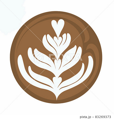 Tulip Heart Coffee Latte art Logo, Digital illustration 83269373