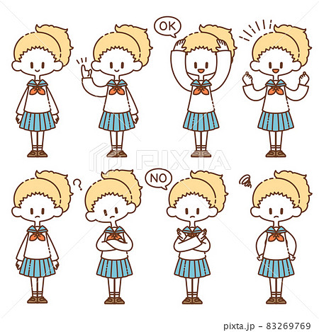 制服を着た女の子の色んなポーズ 83269769