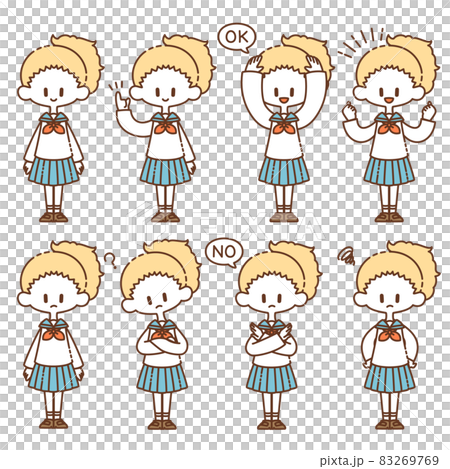 制服を着た女の子の色んなポーズ 83269769