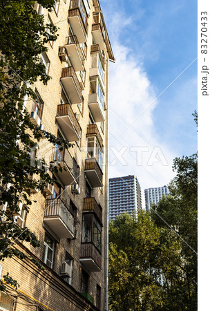 facade of high-rise brick apartment house facade of high-rise brick apartment house 83270433