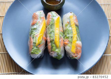 Nem Cuon, Vietnamese fresh spring rolls close up Nem Cuon, Vietnamese fresh spring rolls close up 83270452