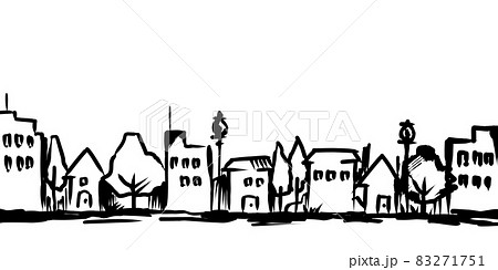 街並みのスケッチ線画イラスト 83271751