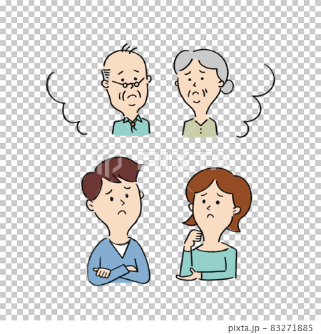Young couple worried about old age Young couple worried about old age 83271885