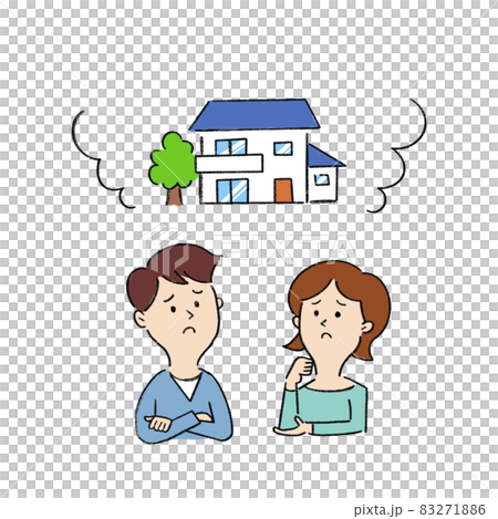 A young couple worried about their house A young couple worried about their house 83271886