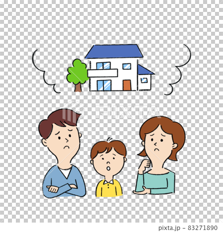 A family of three worried about the house A family of three worried about the house 83271890