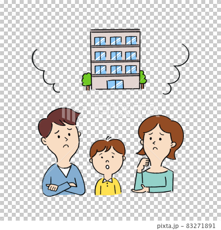 A family of three worried about an apartment A family of three worried about an apartment 83271891
