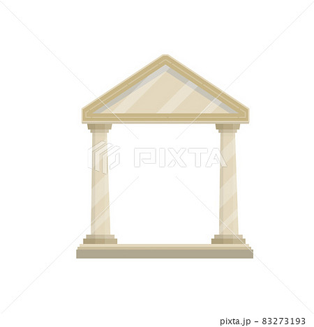 Ancient Greek and Roman building with stairs, white columns and pediment. 83273193