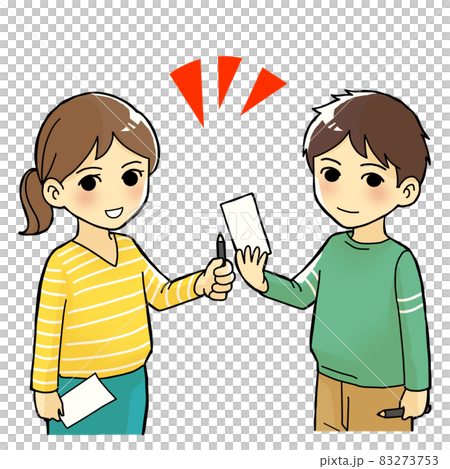 投票用紙と鉛筆を持つ男女 83273753