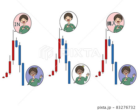 投資で高値掴みをした男性のイメージイラスト素材のセット 83276732