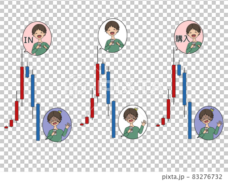 投資で高値掴みをした男性のイメージイラスト素材のセット 83276732