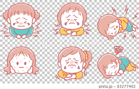 Illustration set of a girl who is sick 83277402