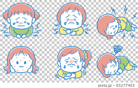Illustration set of a girl who is sick 83277403