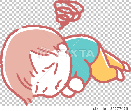 不調で寝そべる男の子のイラスト 不調で寝そべる男の子のイラスト 83277476