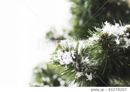 fir tree with snowflakes twigs. High quality and resolution beautiful photo concept 83279207