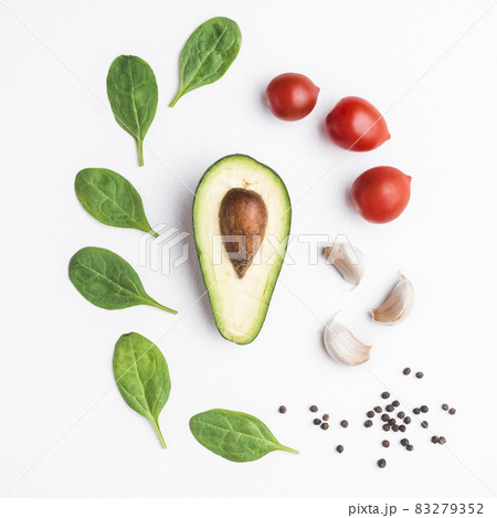 herbs vegetables around avocado. High quality and resolution beautiful photo concept herbs vegetables around avocado. High quality and resolution beautiful photo concept 83279352