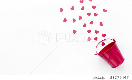 flat lay bucket with hearts copy space. High quality and resolution beautiful photo concept 83279447