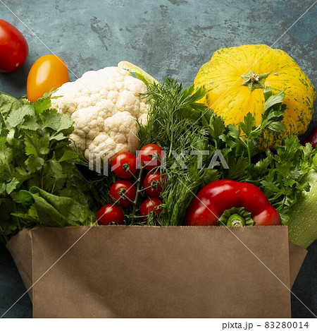 groceries bag with vegetables. High quality and resolution beautiful photo concept groceries bag with vegetables. High quality and resolution beautiful photo concept 83280014