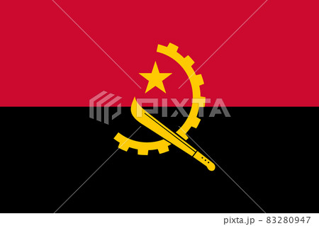 National Flag Republic of Angola - vector, Machete and Gear Emblem in the center National Flag Republic of Angola - vector, Machete and Gear Emblem in the center 83280947