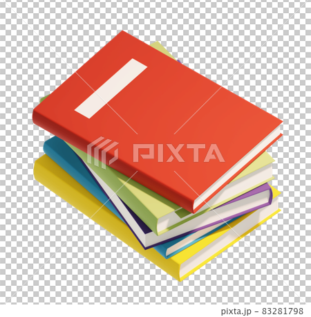 3D素材_積み上げられた本_影無しver 83281798