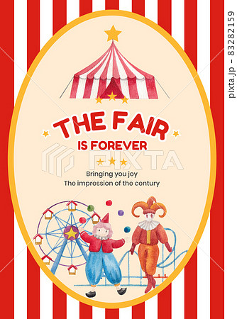Poster template with circus funfair concept,watercolor style Poster template with circus funfair concept,watercolor style 83282159