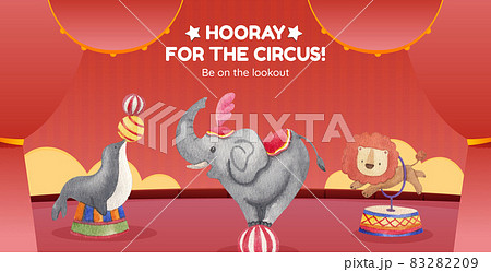 Billboard template with circus funfair concept,watercolor style Billboard template with circus funfair concept,watercolor style 83282209