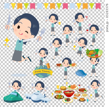 食のイベントに関する事務員女性のセット 83283376