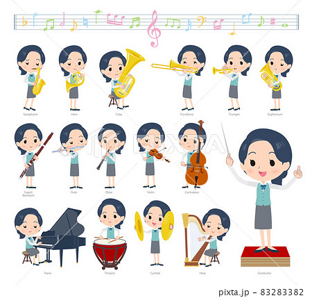 クラシック音楽演奏に関する事務員女性のセット クラシック音楽演奏に関する事務員女性のセット 83283382