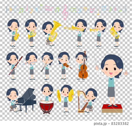 クラシック音楽演奏に関する事務員女性のセット クラシック音楽演奏に関する事務員女性のセット 83283382