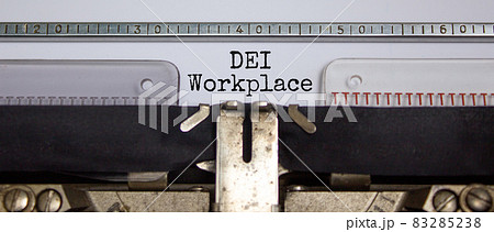 DEI, diversity equity inclusion workplace symbol. Concept words 'DEI workplace' typed on old retro typewriter. Business, DEI, diversity equity inclusion workplace concept. Copy space. DEI, diversity equity inclusion workplace symbol. Concept words 'DEI workplace' typed on old retro typewriter. Business, DEI, diversity equity inclusion workplace concept. Copy space. 83285238