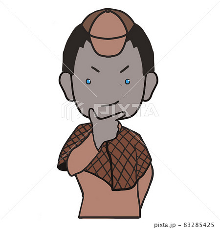 顎に手を当ててかっこつける中年の探偵 男2 のイラスト素材