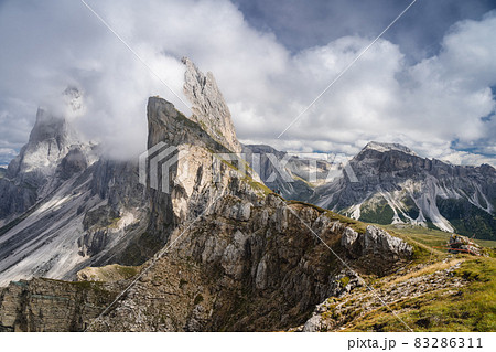 Beautiful landscape of Seceda peak in Dolomites Alps, Odle mountain range, South Tyrol, Italy, Europe Beautiful landscape of Seceda peak in Dolomites Alps, Odle mountain range, South Tyrol, Italy, Europe 83286311